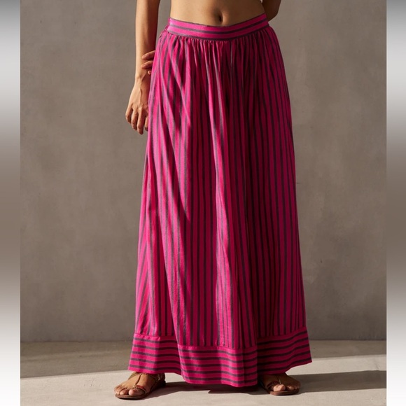 nicobar Pants - Nicobar Striped Pink Wide Leg Pants